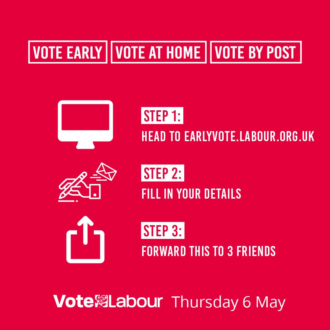 Vote Early, Vote at Home. Vote by Post, Vote Labour