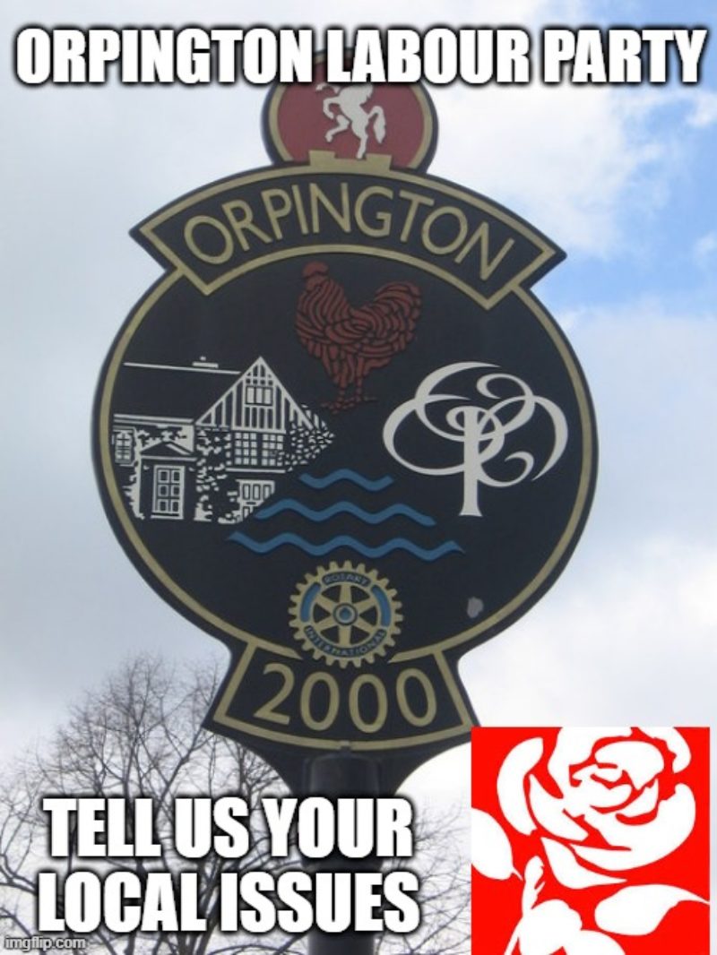 Orpington Town Sign with Labour Logo